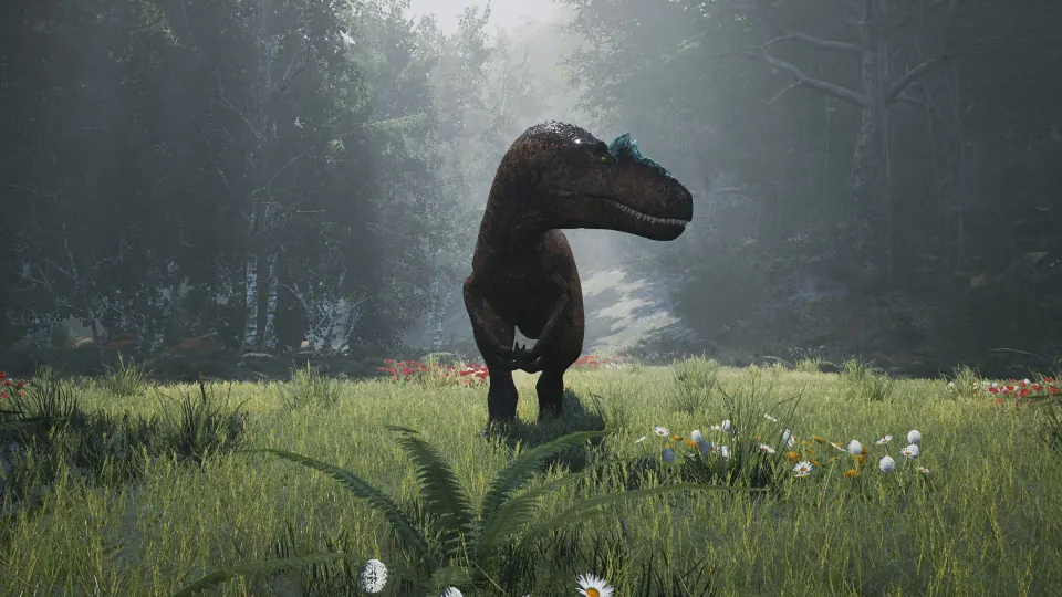 The Isle gameplay — dense jungle and dinosaur hunt view