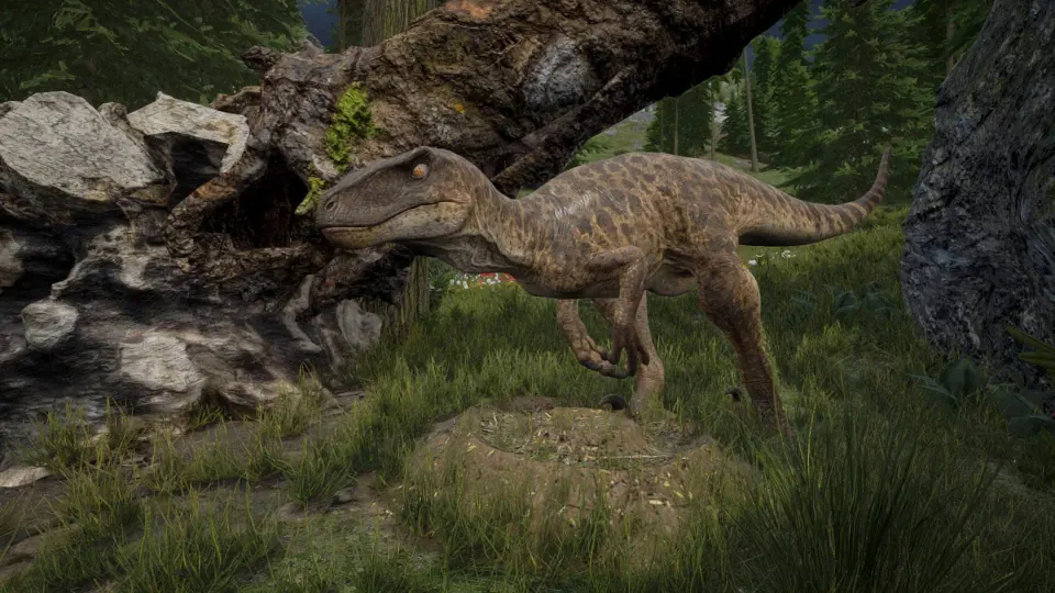 The Isle predator encounter in prehistoric terrain
